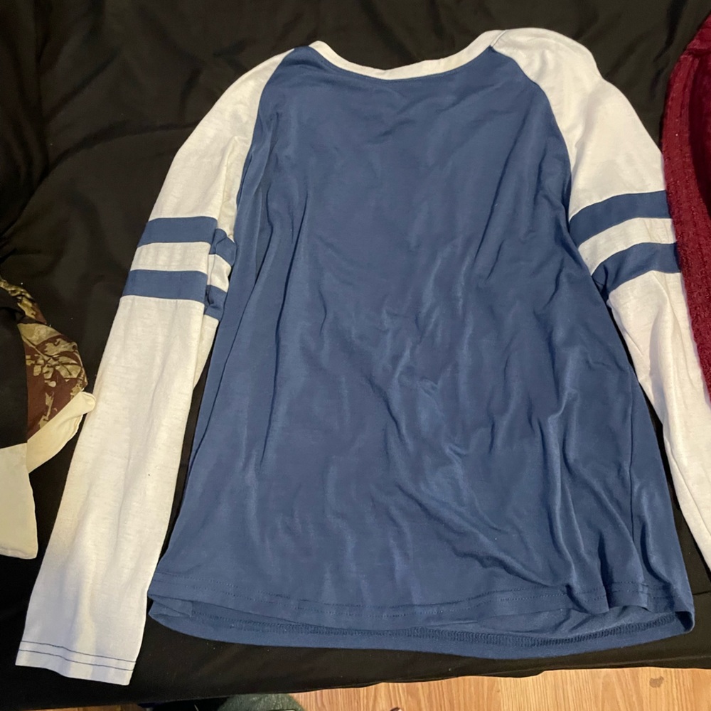 Blue and White Long Sleeve Shirt